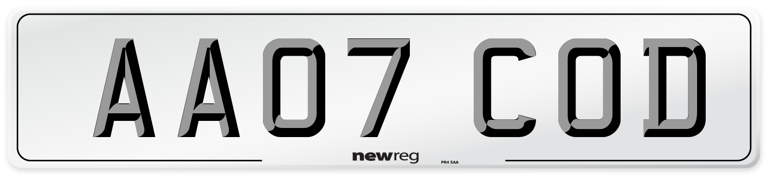 AA07 COD Number Plate from New Reg